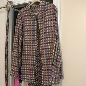 The Territory Ahead Multicolor Plaid Casual Button Down Shirt freshly laundered